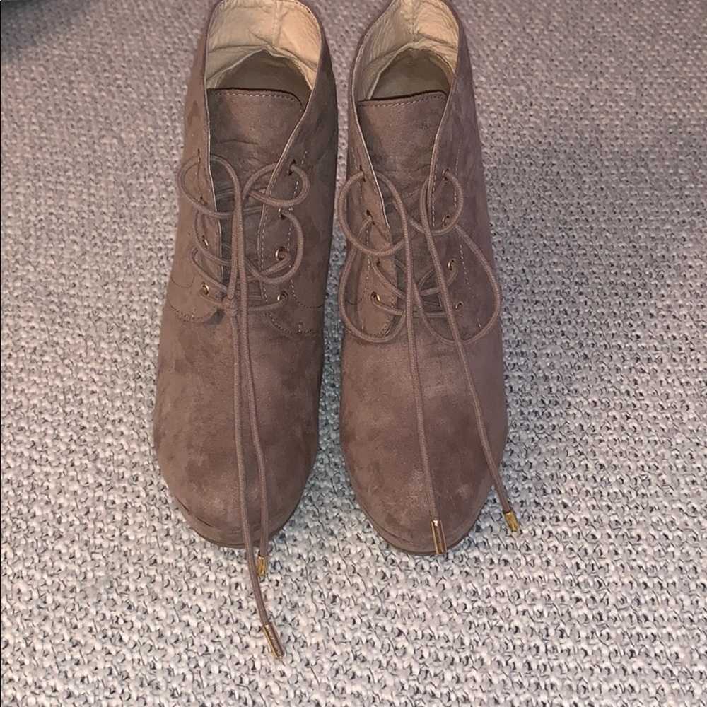 Forever 21 Brown Lace - Up Wedge Booties - Picture 2 of 3
